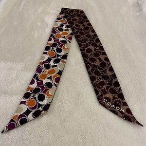 Coach Signature Print Silk Skinny Scarf
